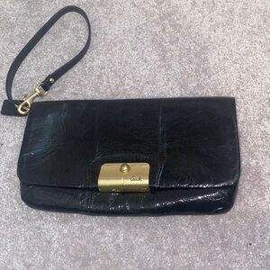 Vintage Patent Leather Black Coach Wristlet Clutch